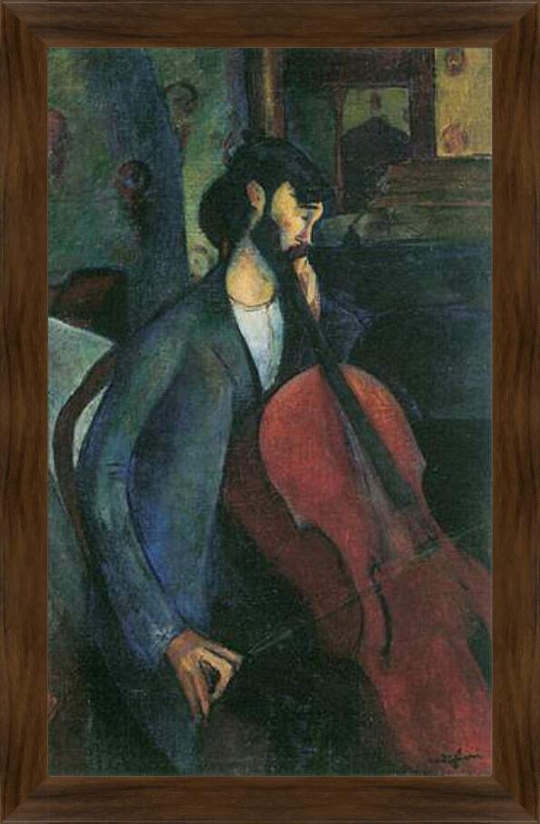 Картина в раме - The Cellist. Виолончелист. Амедео Модильяни