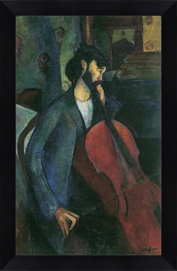 Картина в раме - The Cellist. Виолончелист. Амедео Модильяни