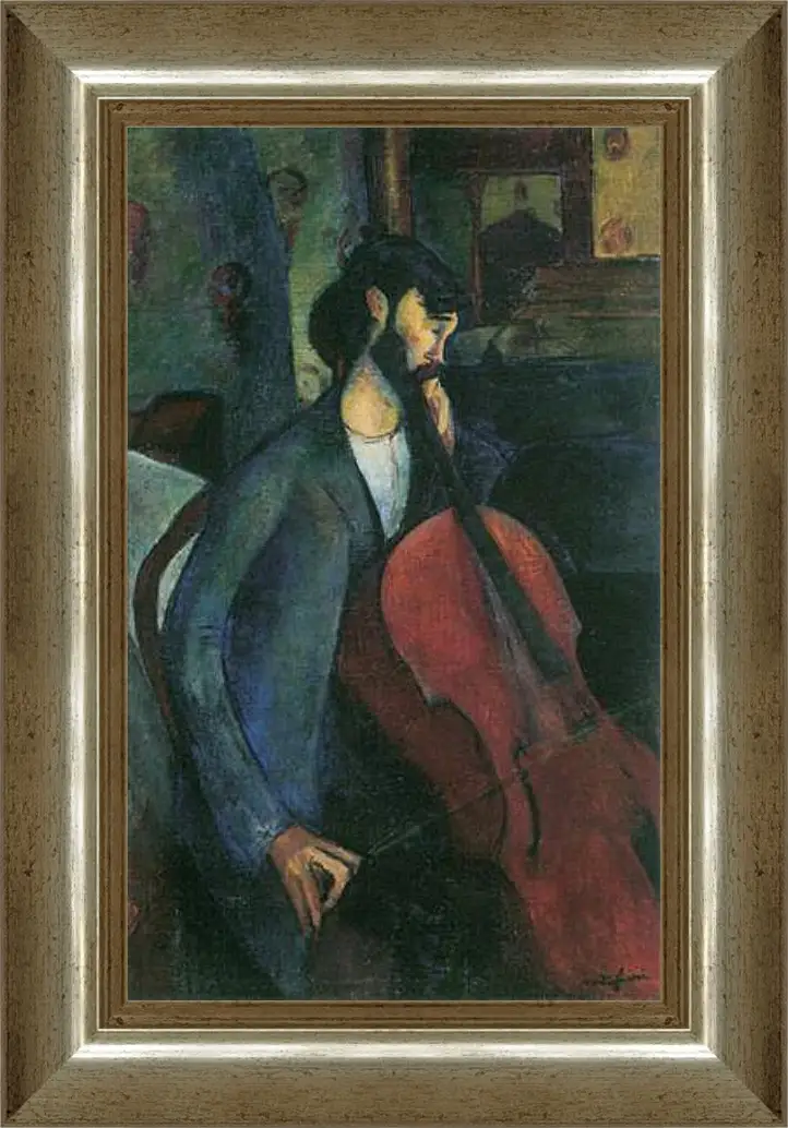 Картина в раме - The Cellist. Виолончелист. Амедео Модильяни