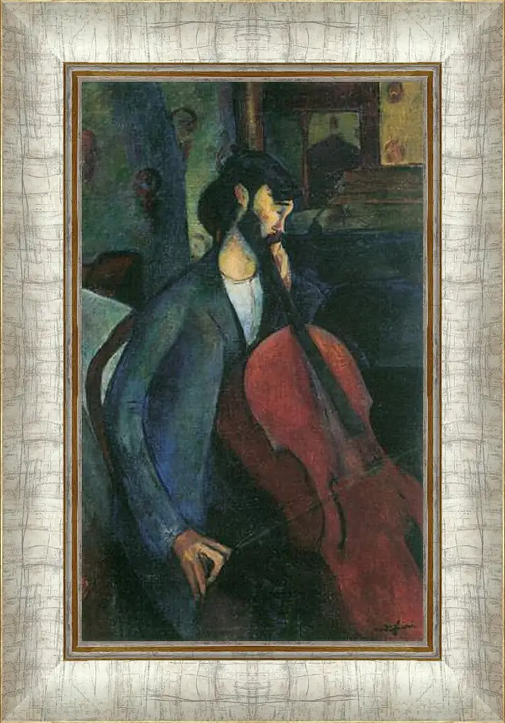 Картина в раме - The Cellist. Виолончелист. Амедео Модильяни