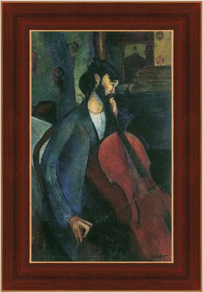 Картина в раме - The Cellist. Виолончелист. Амедео Модильяни