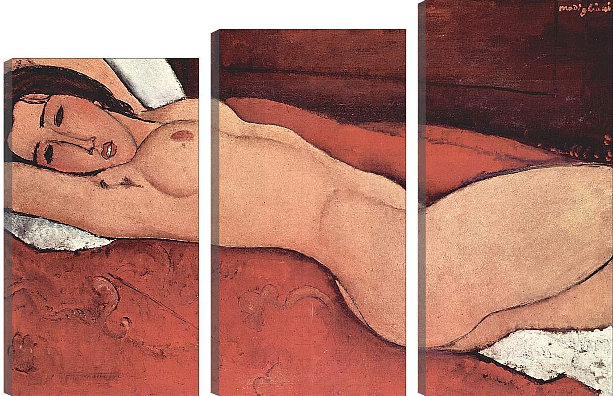 Модульная картина - Reclining Nude. Лежащая обнажённая 3. Амедео Модильяни