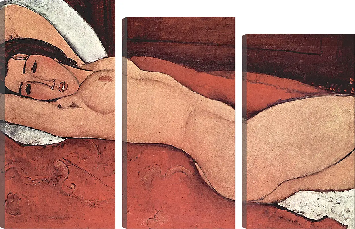 Модульная картина - Reclining Nude. Лежащая обнажённая 3. Амедео Модильяни