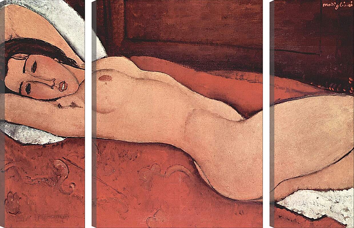 Модульная картина - Reclining Nude. Лежащая обнажённая 3. Амедео Модильяни