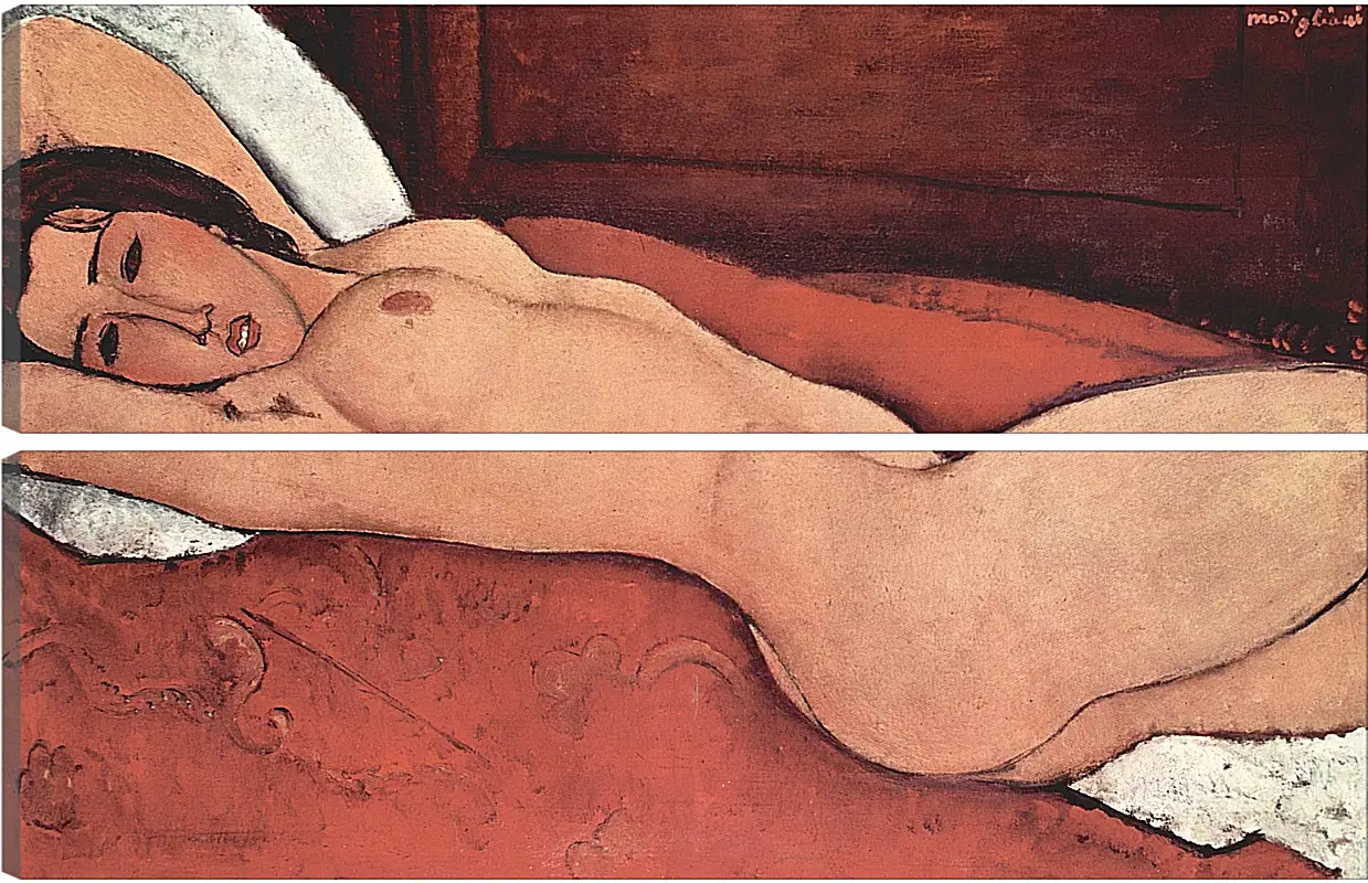 Модульная картина - Reclining Nude. Лежащая обнажённая 3. Амедео Модильяни