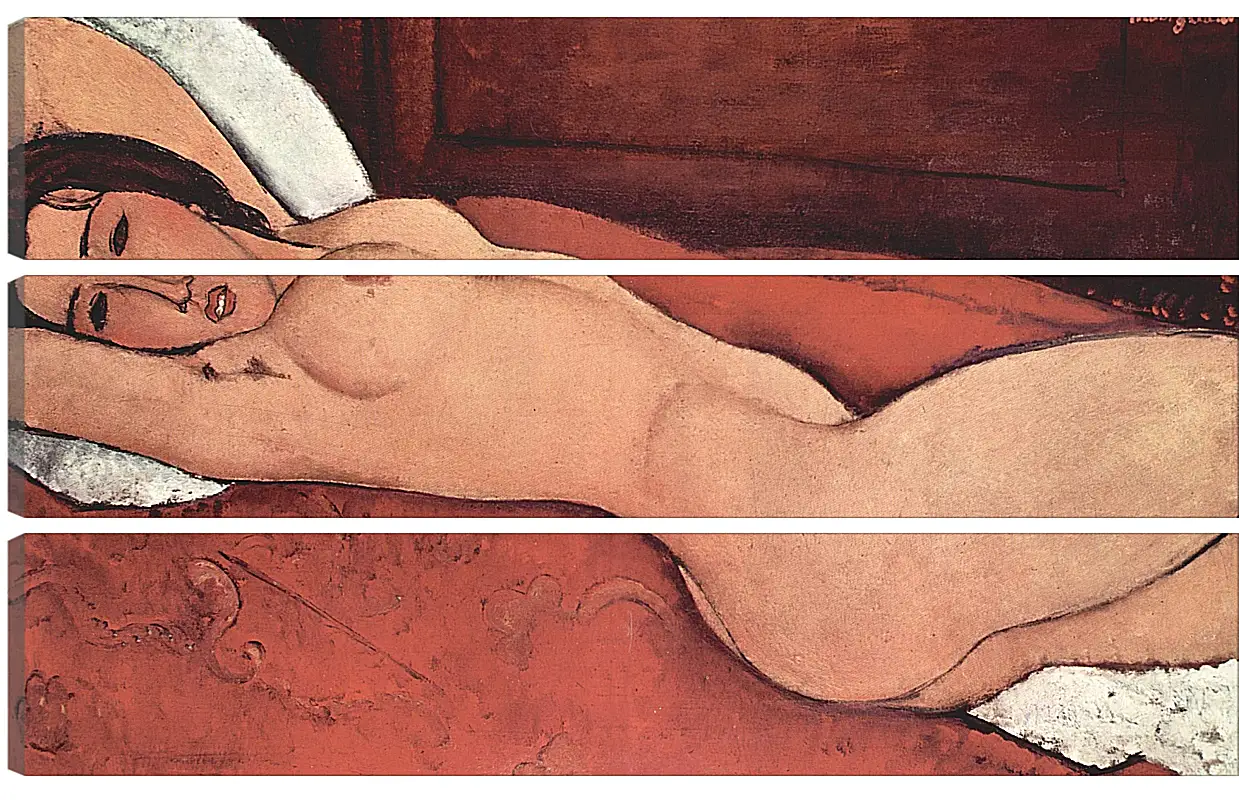 Модульная картина - Reclining Nude. Лежащая обнажённая 3. Амедео Модильяни