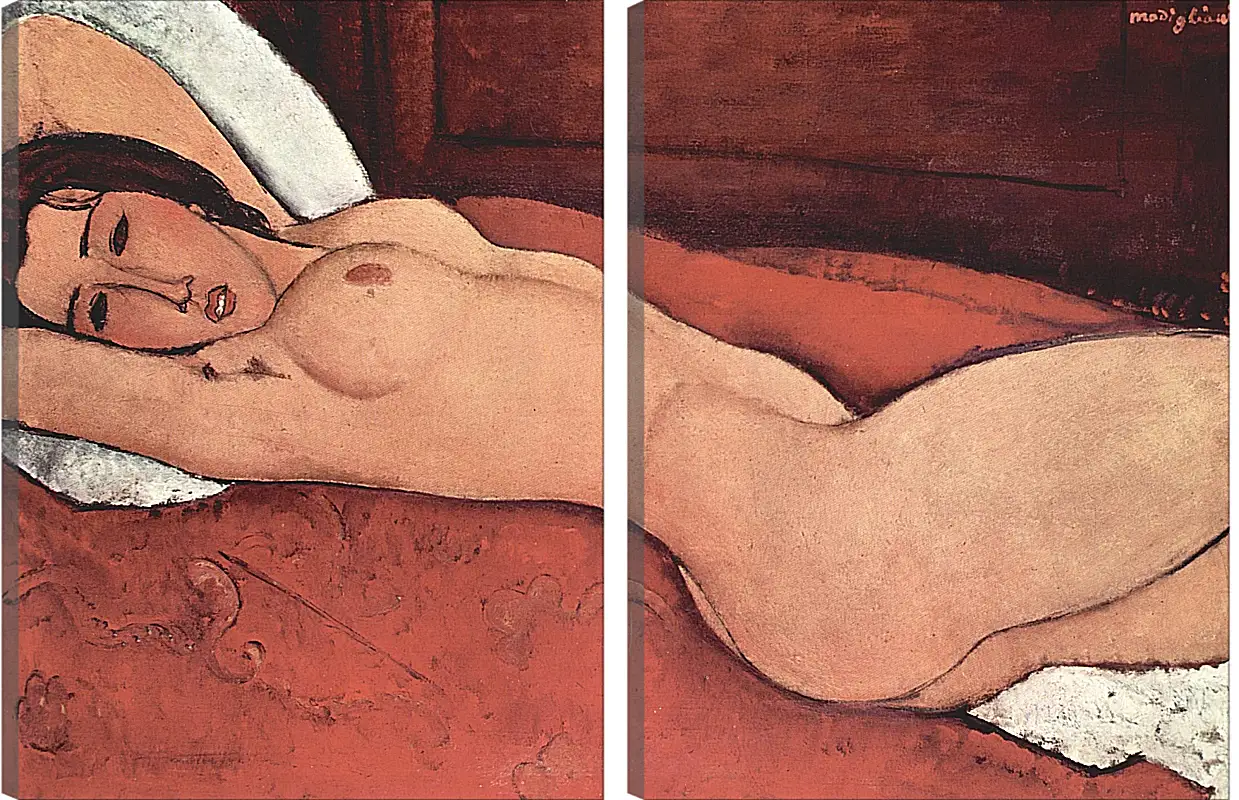 Модульная картина - Reclining Nude. Лежащая обнажённая 3. Амедео Модильяни