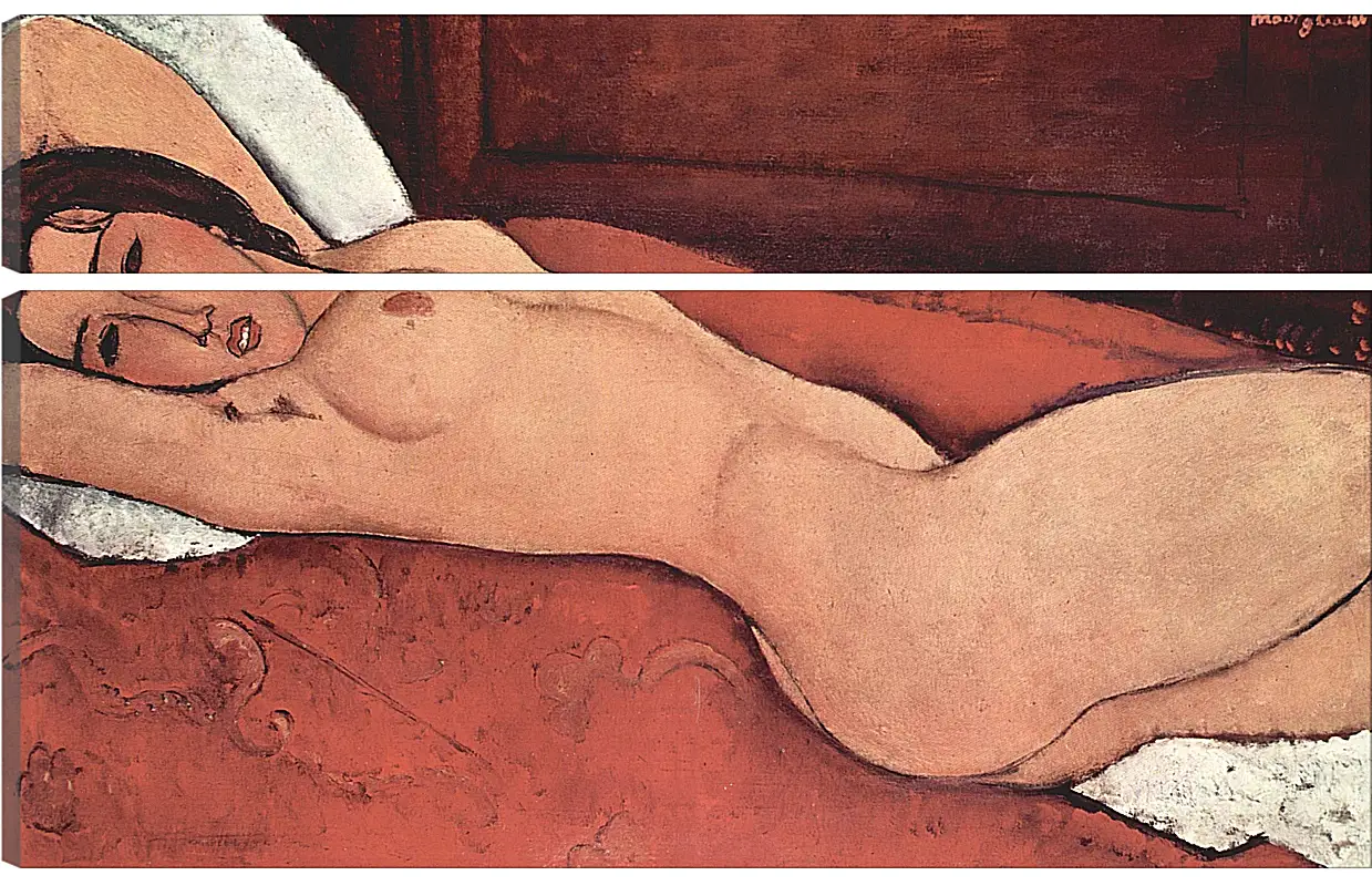 Модульная картина - Reclining Nude. Лежащая обнажённая 3. Амедео Модильяни