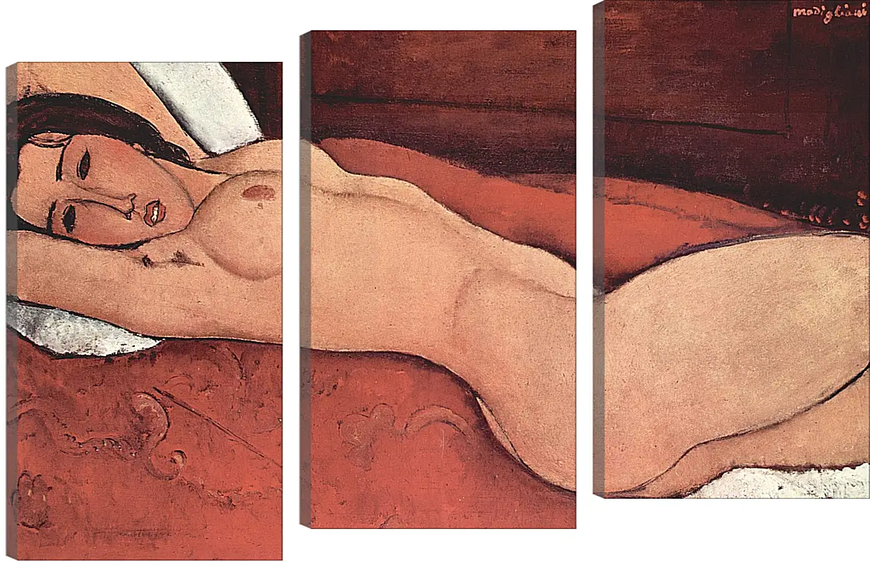 Модульная картина - Reclining Nude. Лежащая обнажённая 3. Амедео Модильяни