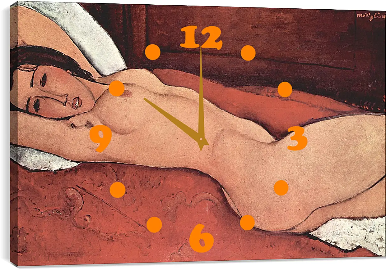 Часы картина - Reclining Nude. Лежащая обнажённая 3. Амедео Модильяни