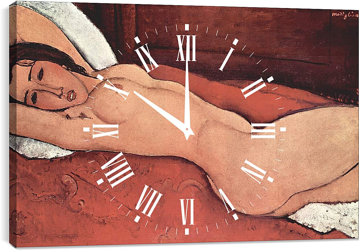 Часы картина - Reclining Nude. Лежащая обнажённая 3. Амедео Модильяни
