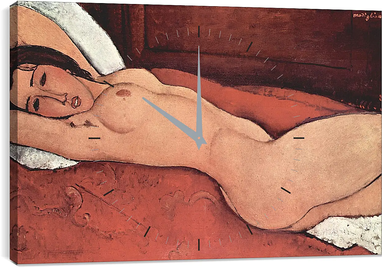 Часы картина - Reclining Nude. Лежащая обнажённая 3. Амедео Модильяни