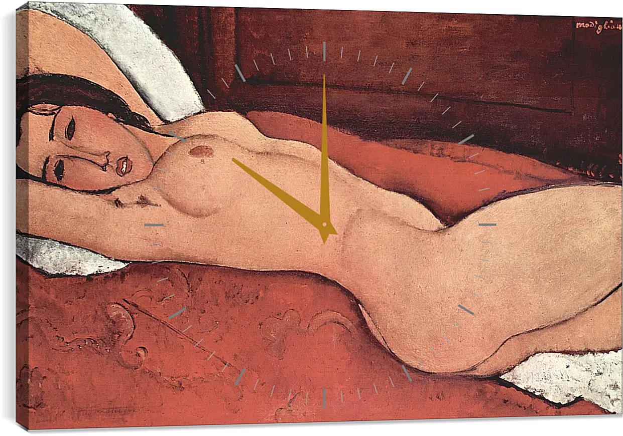 Часы картина - Reclining Nude. Лежащая обнажённая 3. Амедео Модильяни