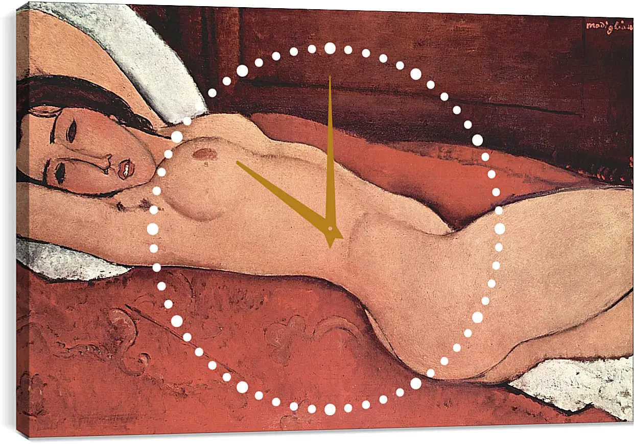 Часы картина - Reclining Nude. Лежащая обнажённая 3. Амедео Модильяни