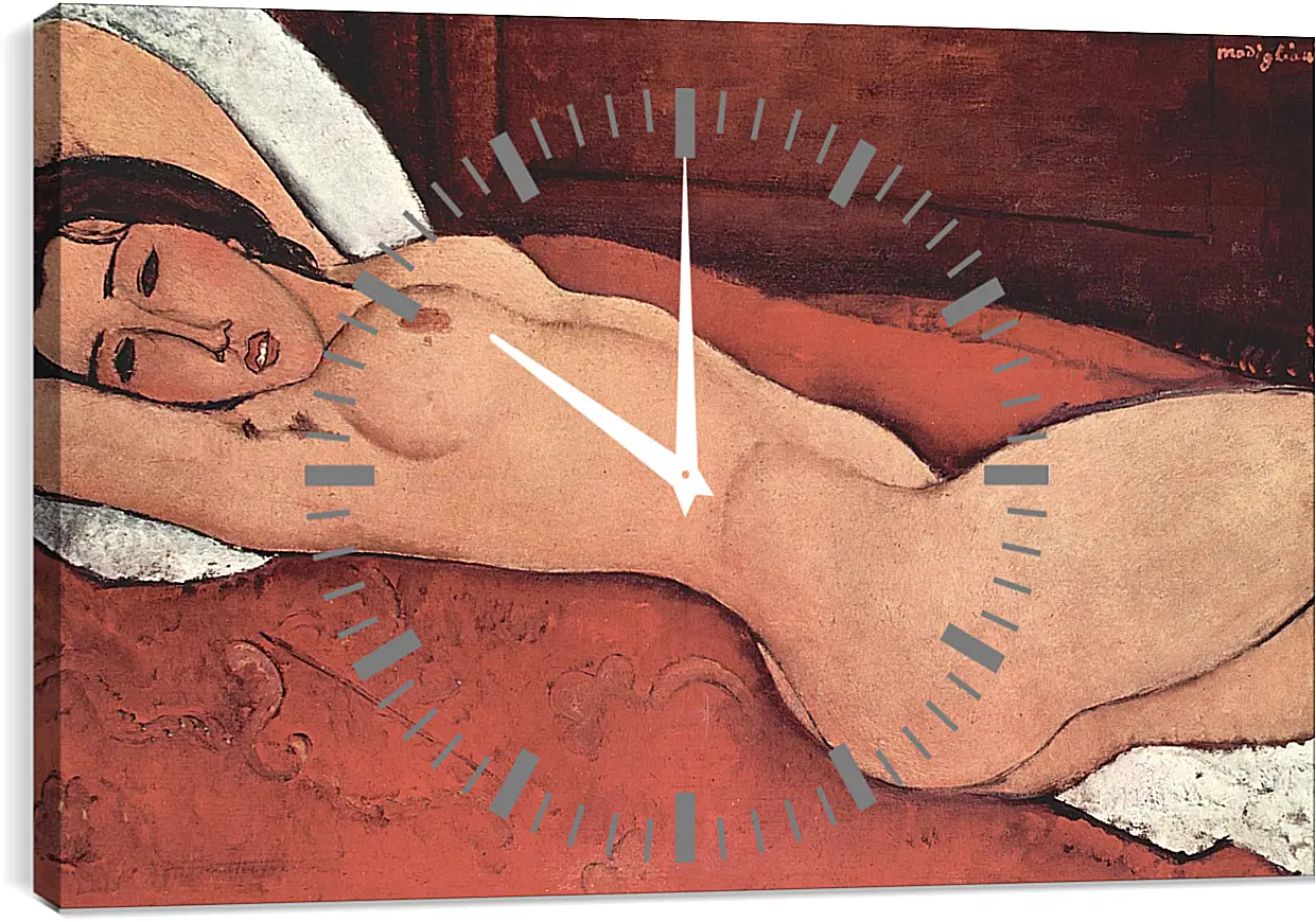 Часы картина - Reclining Nude. Лежащая обнажённая 3. Амедео Модильяни