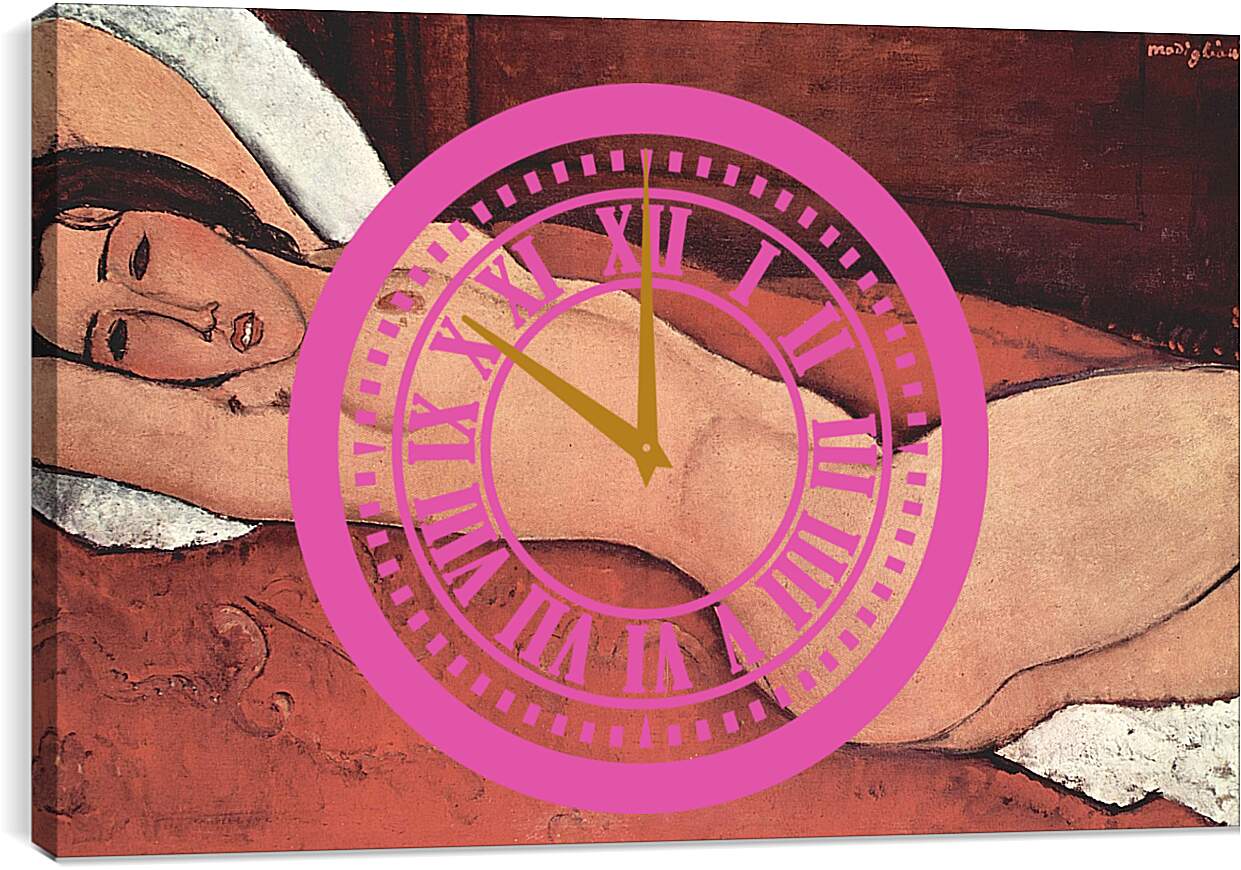 Часы картина - Reclining Nude. Лежащая обнажённая 3. Амедео Модильяни