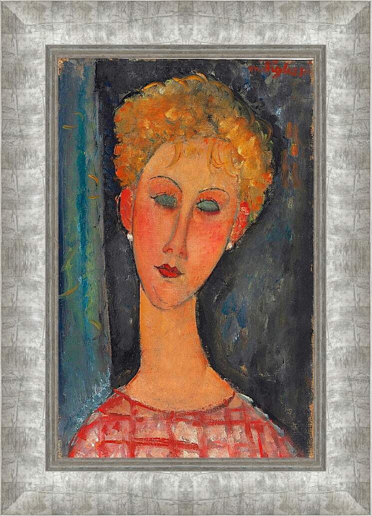 Картина в раме - La blonde aux boucles d’oreille. Амедео Модильяни