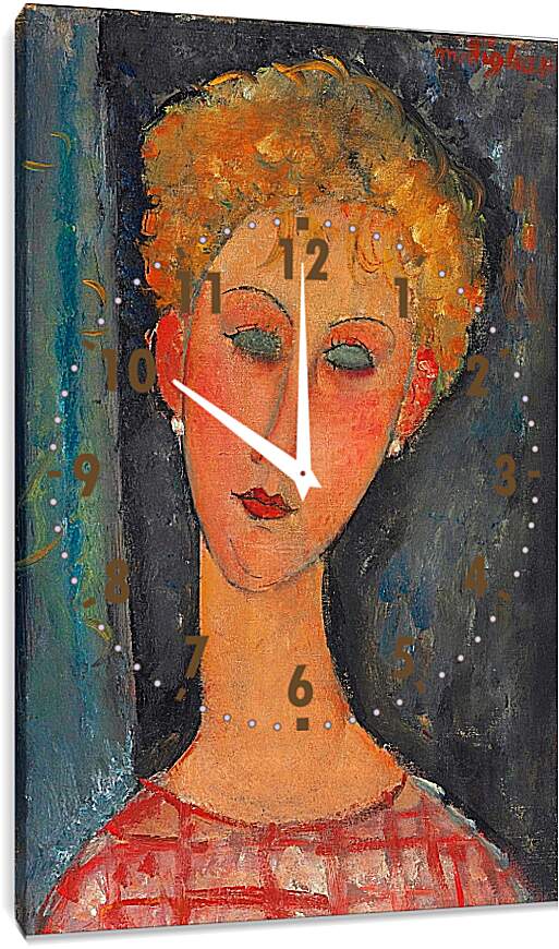 Часы картина - La blonde aux boucles d’oreille. Амедео Модильяни