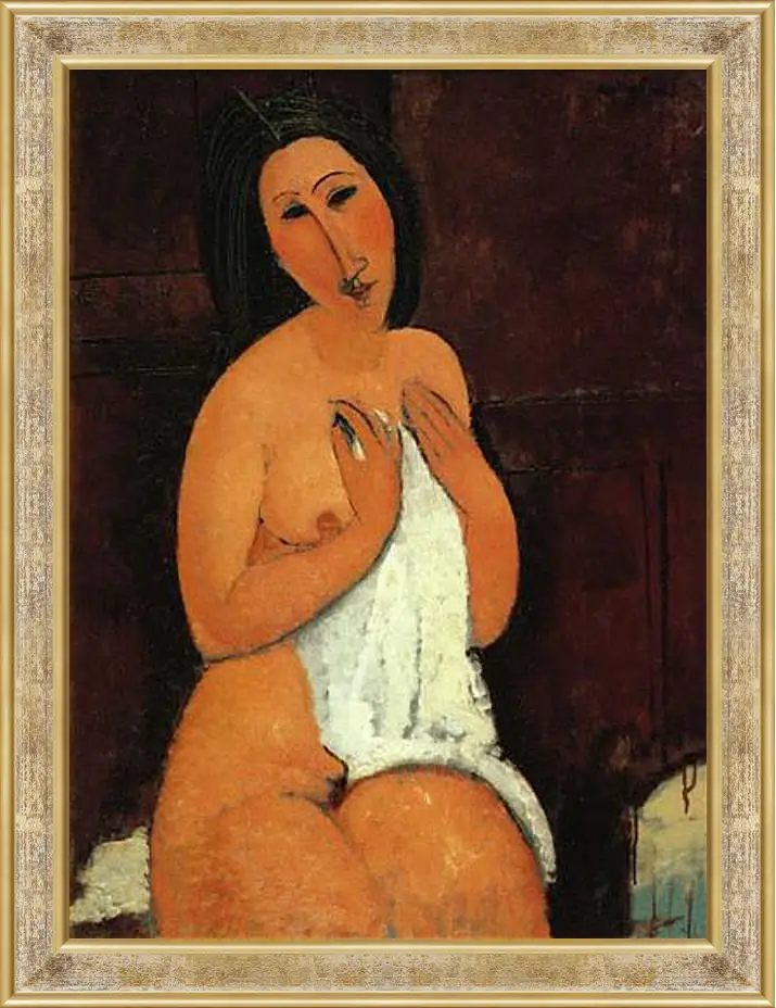 Картина в раме - Seated Nude. Сидящая обнажённая. Амедео Модильяни