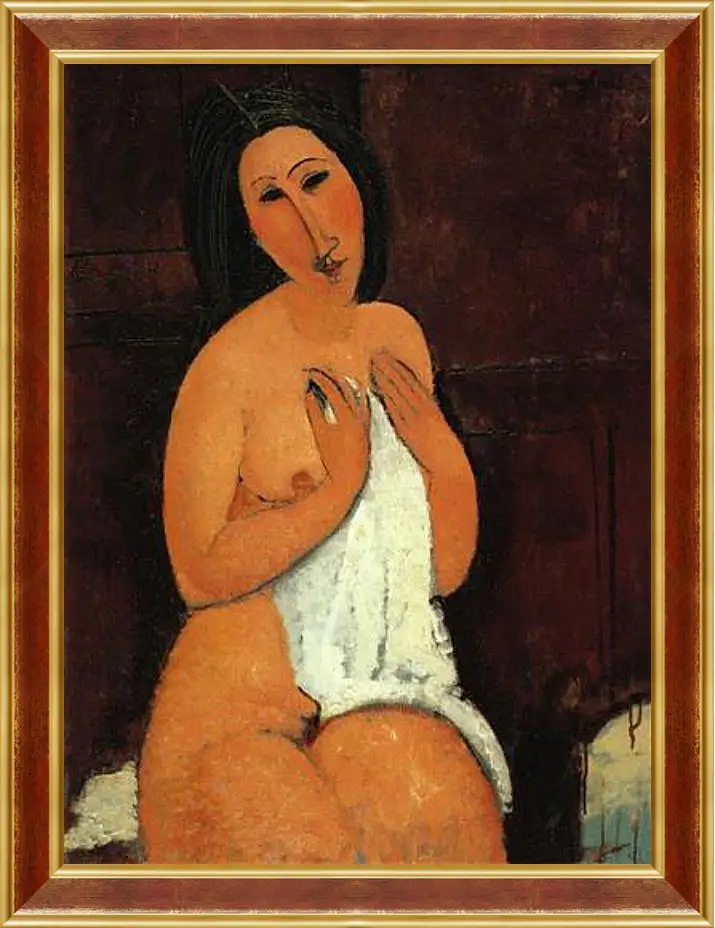 Картина в раме - Seated Nude. Сидящая обнажённая. Амедео Модильяни