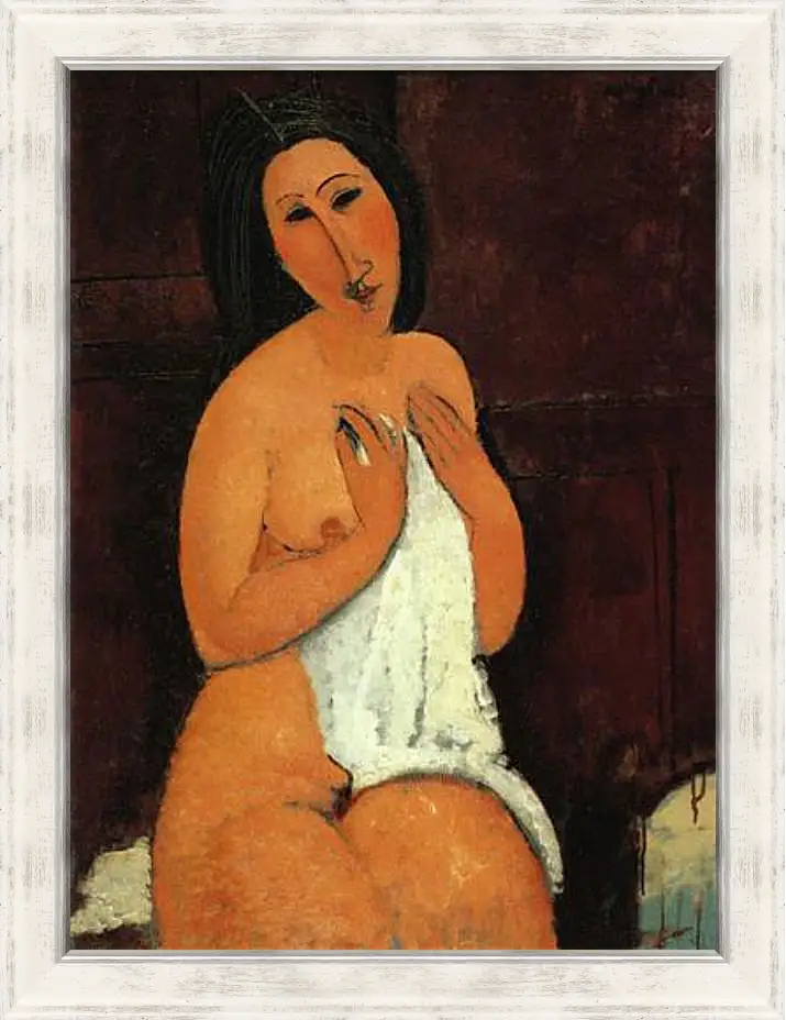 Картина в раме - Seated Nude. Сидящая обнажённая. Амедео Модильяни