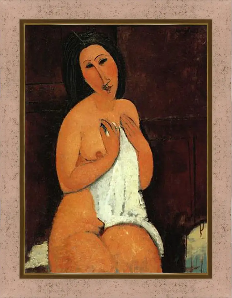 Картина в раме - Seated Nude. Сидящая обнажённая. Амедео Модильяни