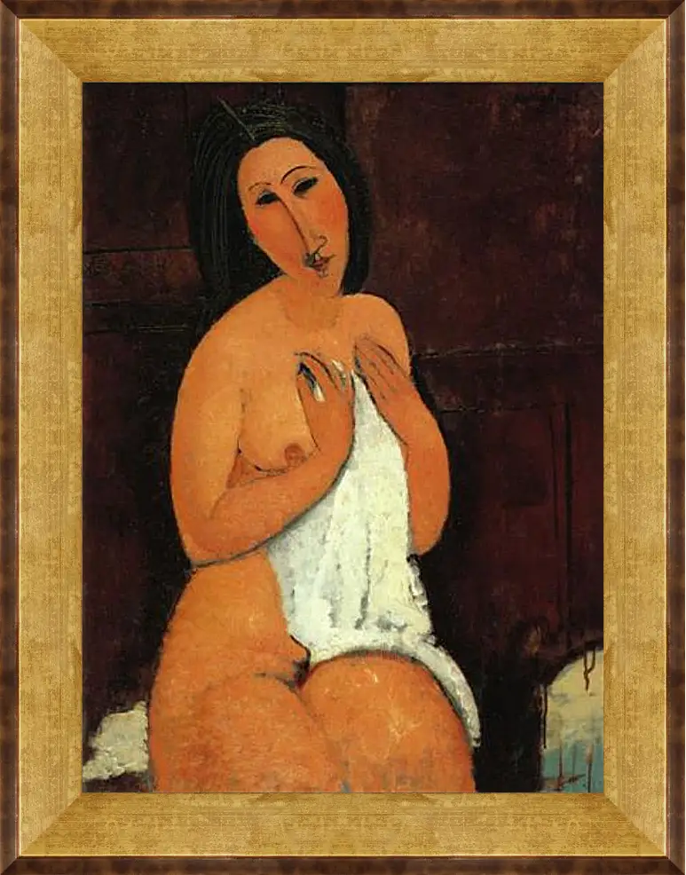 Картина в раме - Seated Nude. Сидящая обнажённая. Амедео Модильяни