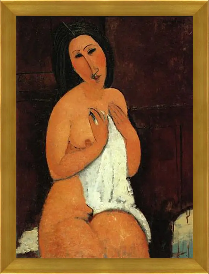 Картина в раме - Seated Nude. Сидящая обнажённая. Амедео Модильяни