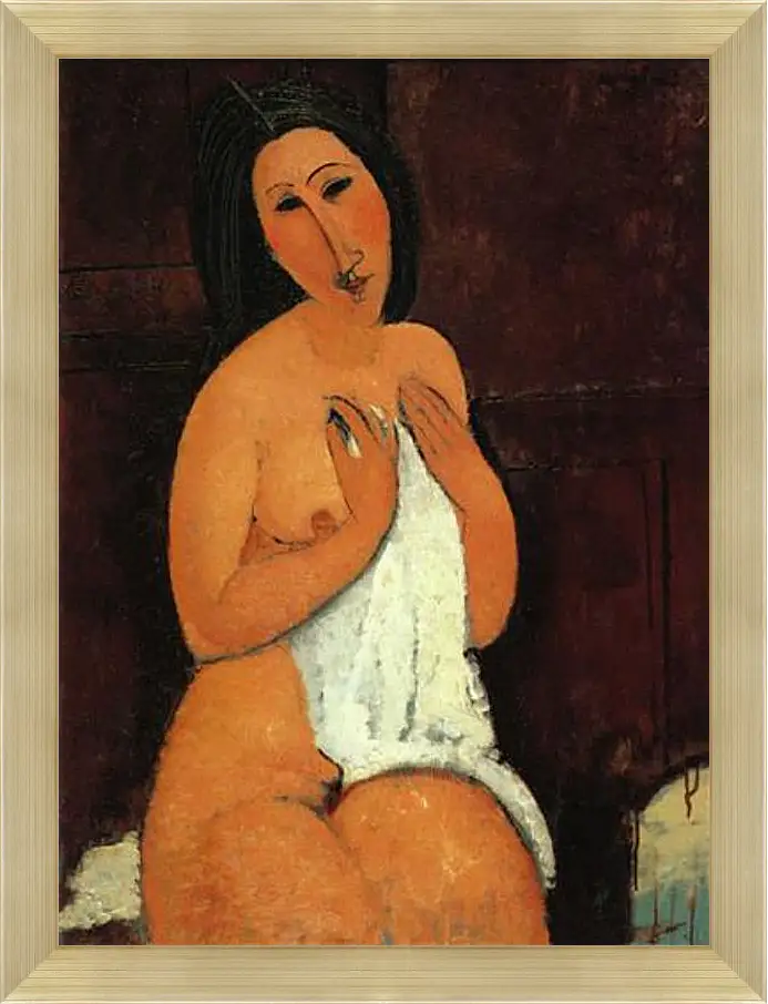 Картина в раме - Seated Nude. Сидящая обнажённая. Амедео Модильяни