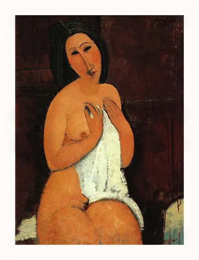 Картина в раме - Seated Nude. Сидящая обнажённая. Амедео Модильяни