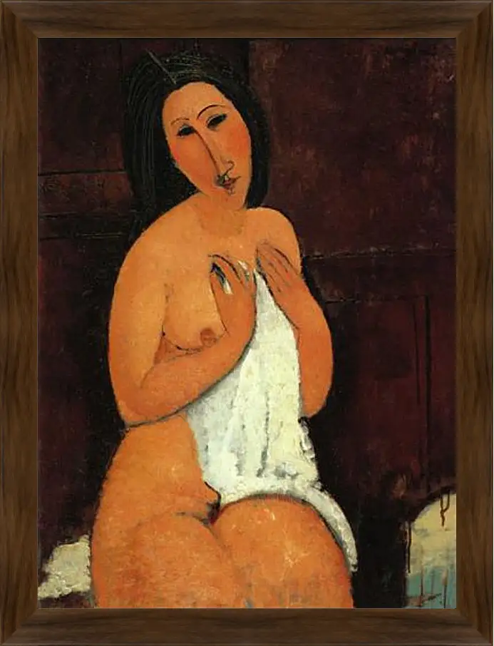 Картина в раме - Seated Nude. Сидящая обнажённая. Амедео Модильяни