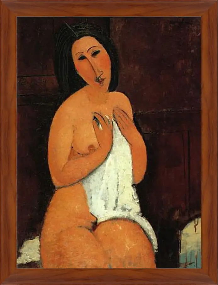 Картина в раме - Seated Nude. Сидящая обнажённая. Амедео Модильяни