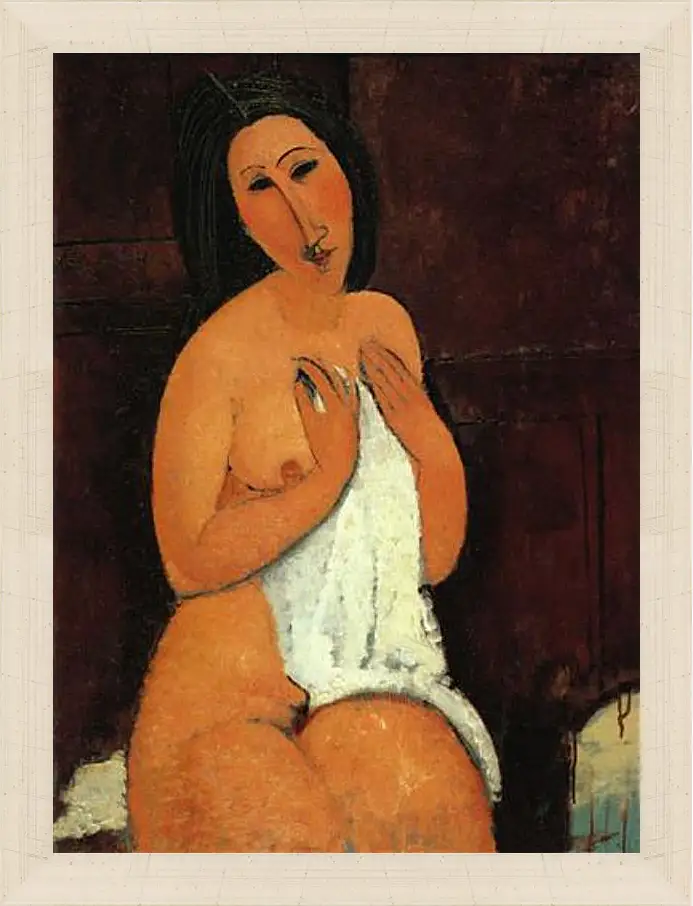 Картина в раме - Seated Nude. Сидящая обнажённая. Амедео Модильяни