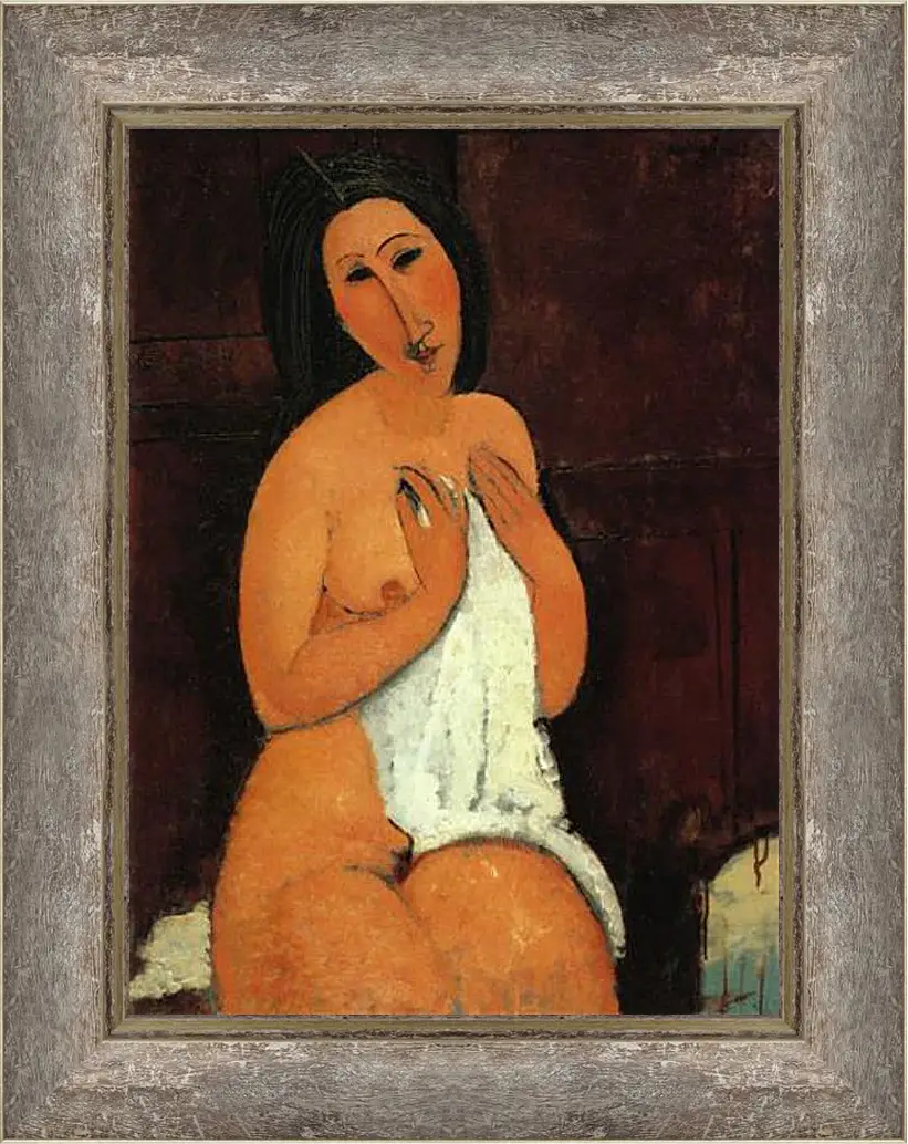 Картина в раме - Seated Nude. Сидящая обнажённая. Амедео Модильяни