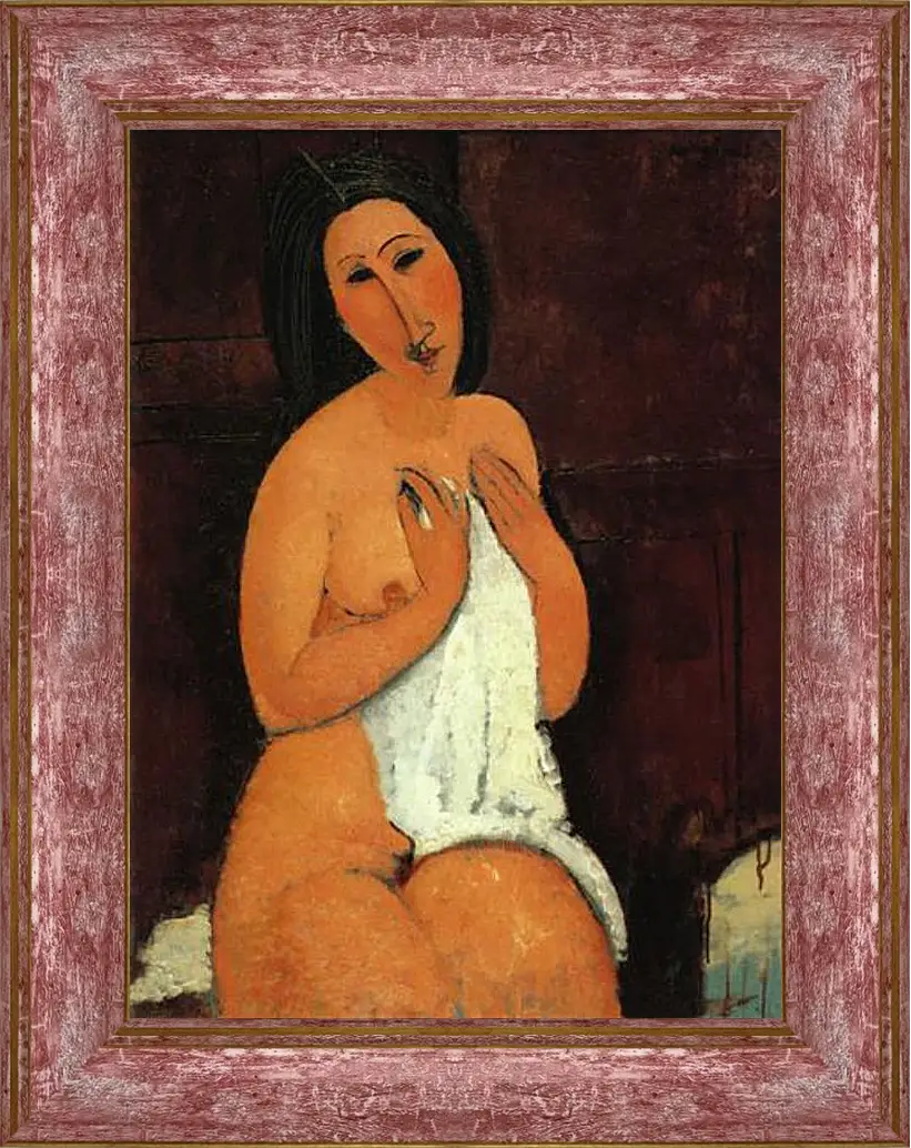 Картина в раме - Seated Nude. Сидящая обнажённая. Амедео Модильяни