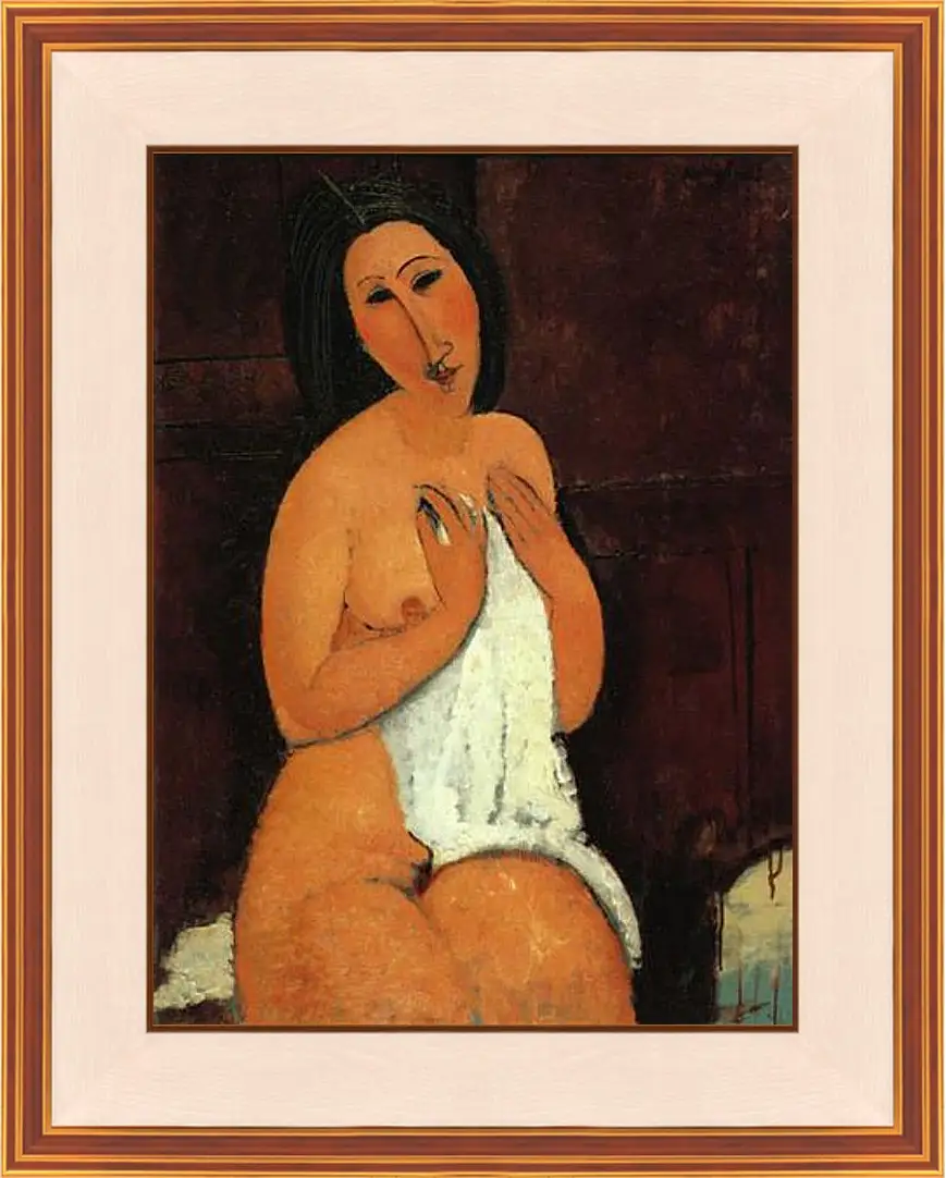 Картина в раме - Seated Nude. Сидящая обнажённая. Амедео Модильяни