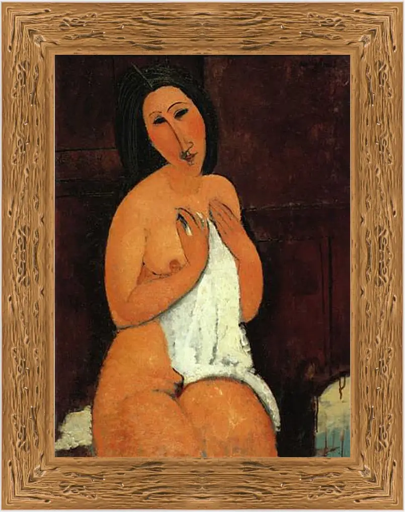 Картина в раме - Seated Nude. Сидящая обнажённая. Амедео Модильяни