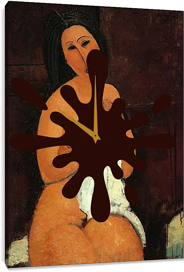 Часы картина - Seated Nude. Сидящая обнажённая. Амедео Модильяни