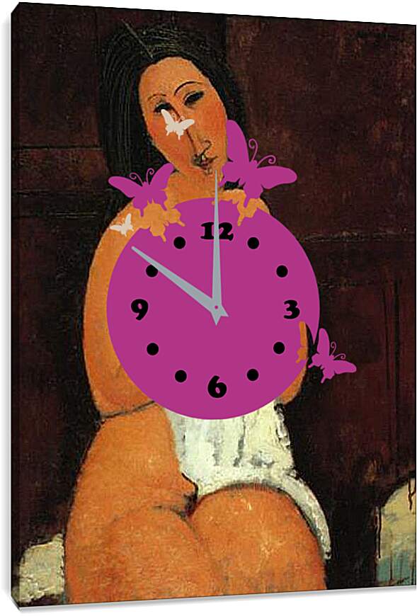 Часы картина - Seated Nude. Сидящая обнажённая. Амедео Модильяни
