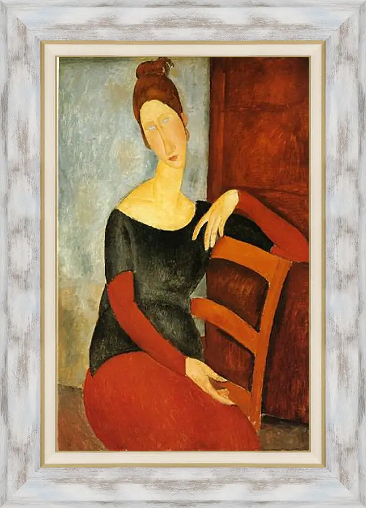 Картина в раме - Ritratto di jeanne hebuterne. Портрет Жанны Эбютерн. Амедео Модильяни