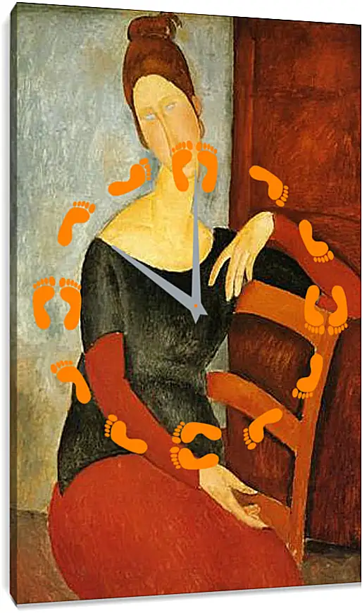 Часы картина - Ritratto di jeanne hebuterne. Портрет Жанны Эбютерн. Амедео Модильяни