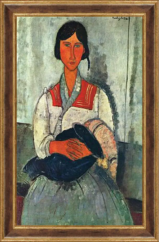 Картина в раме - Gypsy Woman with a Baby. Цыганка с ребенком. Амедео Модильяни