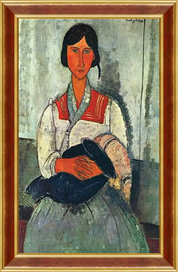 Картина в раме - Gypsy Woman with a Baby. Цыганка с ребенком. Амедео Модильяни