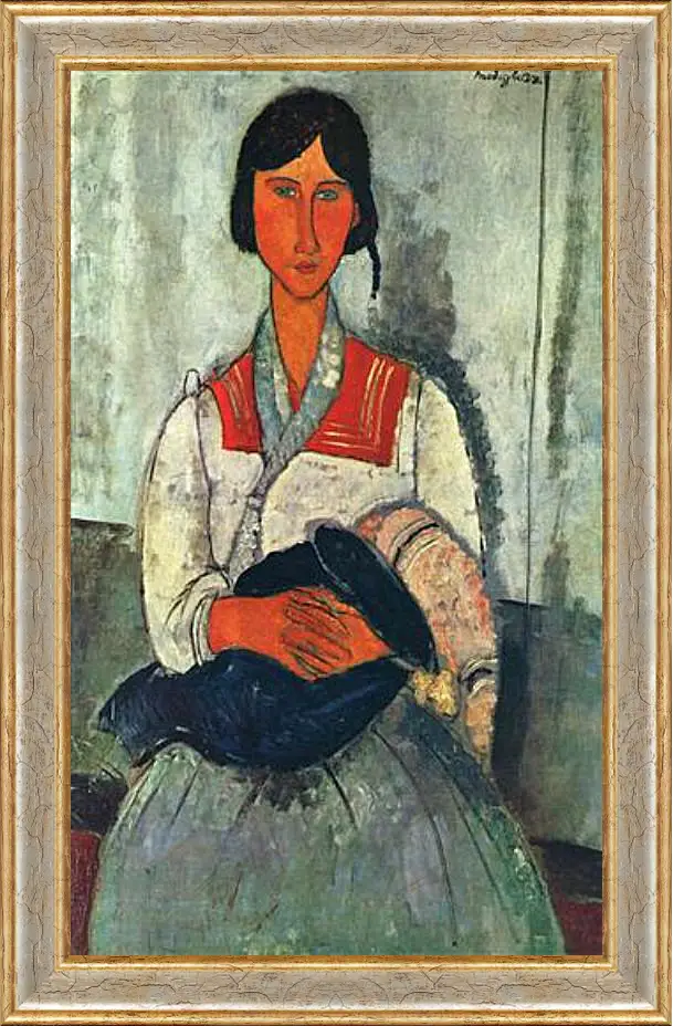 Картина в раме - Gypsy Woman with a Baby. Цыганка с ребенком. Амедео Модильяни