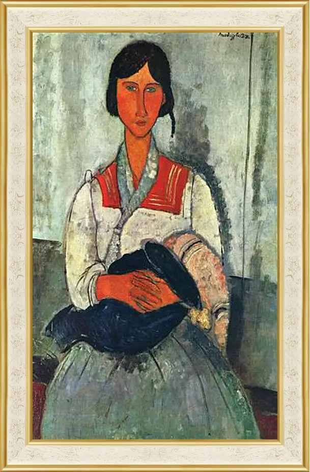 Картина в раме - Gypsy Woman with a Baby. Цыганка с ребенком. Амедео Модильяни