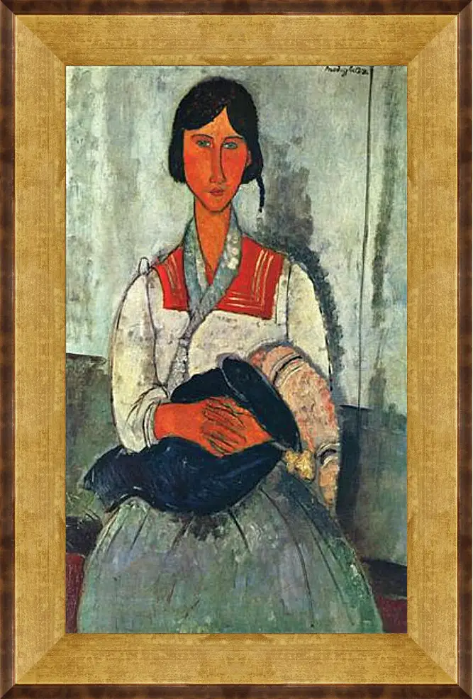 Картина в раме - Gypsy Woman with a Baby. Цыганка с ребенком. Амедео Модильяни