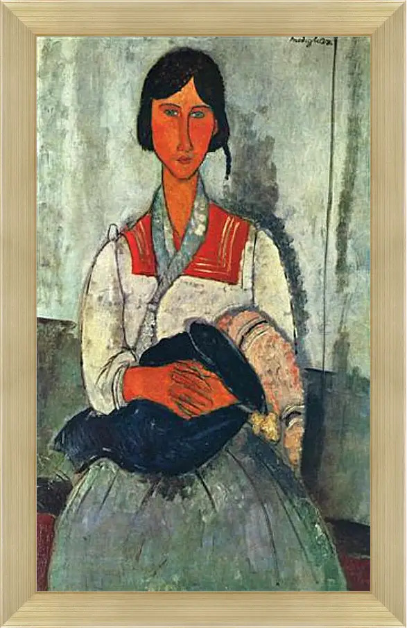 Картина в раме - Gypsy Woman with a Baby. Цыганка с ребенком. Амедео Модильяни