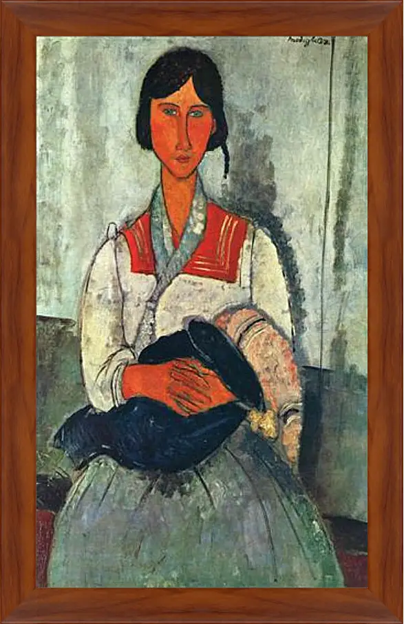 Картина в раме - Gypsy Woman with a Baby. Цыганка с ребенком. Амедео Модильяни