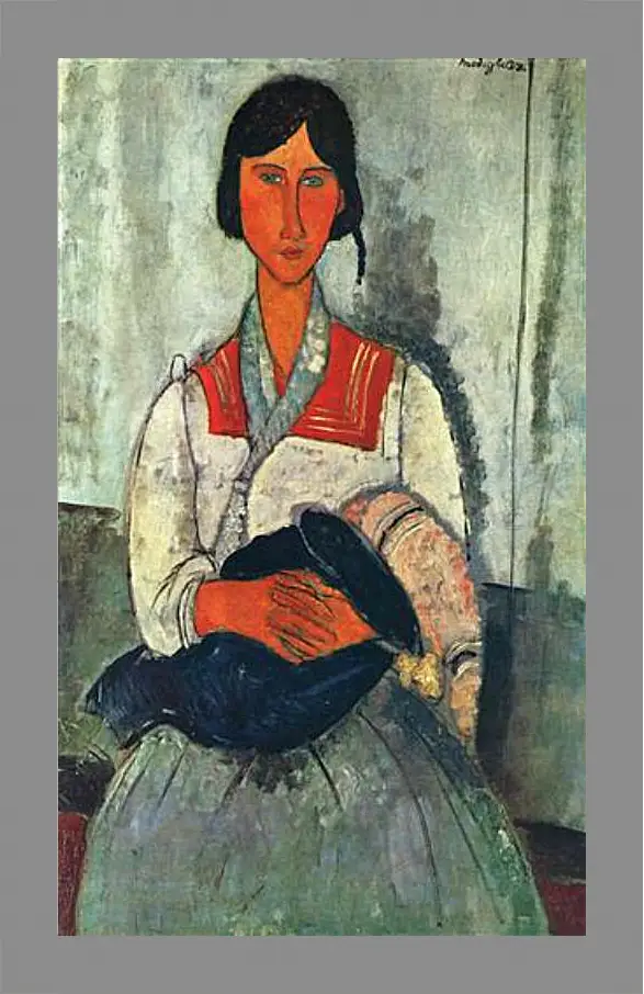 Картина в раме - Gypsy Woman with a Baby. Цыганка с ребенком. Амедео Модильяни