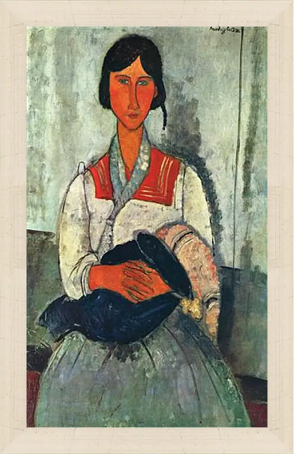 Картина в раме - Gypsy Woman with a Baby. Цыганка с ребенком. Амедео Модильяни